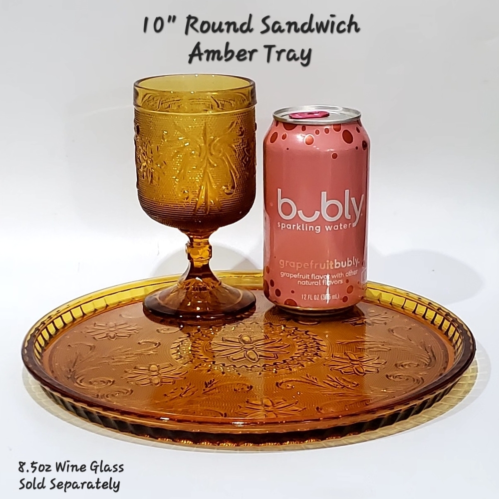Vntg 10 1/4" Sandwich Amber Glass Tray by Tiara